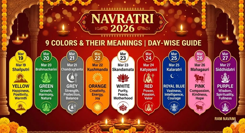 Navratri 2026 | 9 Colors, Their Meanings, and Day-wise Guide